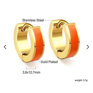 18k Gold Plated Orange Hoop Earrings